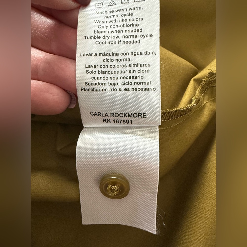 CARLA ROCKMORE Olive Tuxedo Shirt - Picture 7 of 8